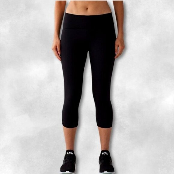 lululemon athletica Pants - Lululemon Cropped Leggings High-Rise Four-Way Stretch Mesh Venting Black W US 4